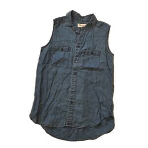 EUC Madewell Sleeveless Denim Button Up Shirt Sz XS